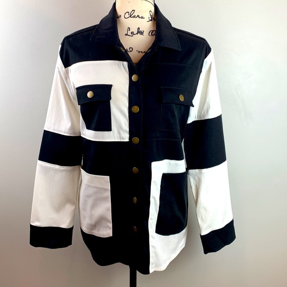 Ecru Color Block Jacket Rare Sample - Picture 3 of 8